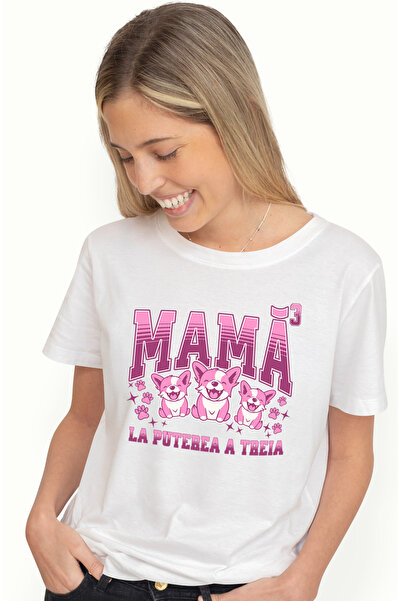 StoryGift Romania Tricou Femei Mama La Puterea A Treia Caini Pui, Familie, Cu...