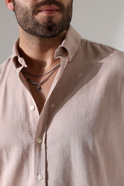 Corradeo Giyim New Season Oversize Cut Long Sleeve Cotton Linen Men's Shirt
