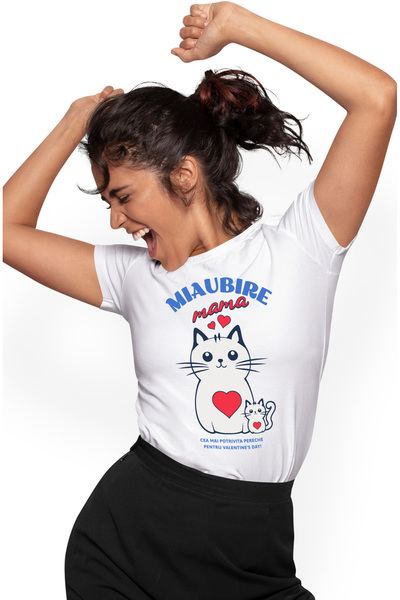 StoryGift Romania Tricou Femei Miaubire Mama Pisica Si Motani Valentine's Day...