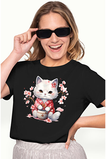 StoryGift Romania Tricou Femei Cu O Pisicuta Alba Care Are Vesminte Tradition...