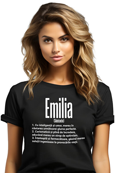 StoryGift Romania Tricou Femei Cu Numele Emilia, Si Mesaj Motivational, Glume...