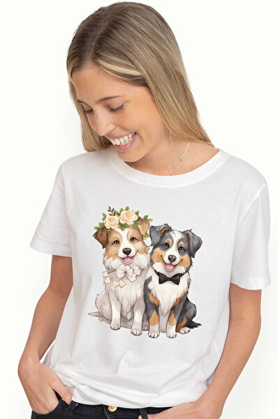 StoryGift Romania Tricou Femei Cu O Catelusa Si Un Cattel, Ilustratie, Flori ...