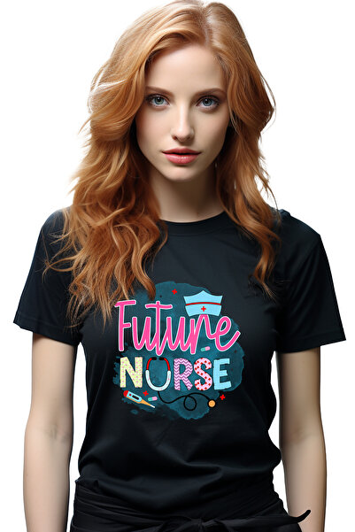 StoryGift Romania Tricou Femei Cu Mesajul "future Nurse", Profesie, Ilustrati...
