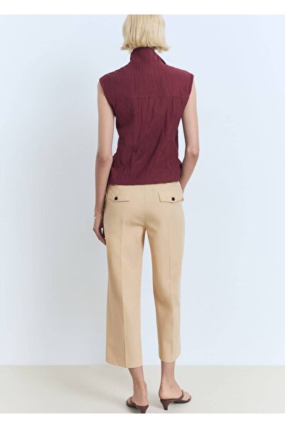 MANGO Woman Düz kesim kısa paçalı pantolon