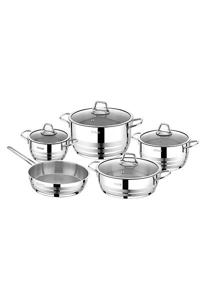 Vivaldi 9-Piece Stainless Steel Cookware Set with Glass Lid