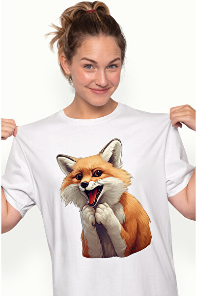 StoryGift Romania Tricou Femei Cu O Vulpe Socata, Ilustratie, Uimita, Mirata,...