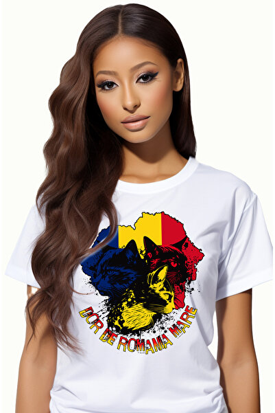 StoryGift Romania Tricou Femei Trei Pisici Steag Romania, Dor De Casa Cu Impr...