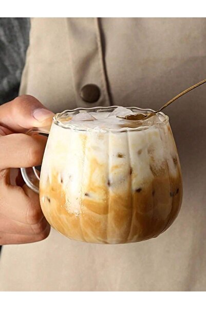 MİS KİTCHEN Coffee Presentation Cup Striped Model 6 Pcs 400 ml Latte, Espresso Cappucino Cup