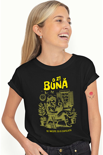 StoryGift Romania Tricou Femei Caine Relaxandu-se Si Citind Mesaj Haios O Zi ...