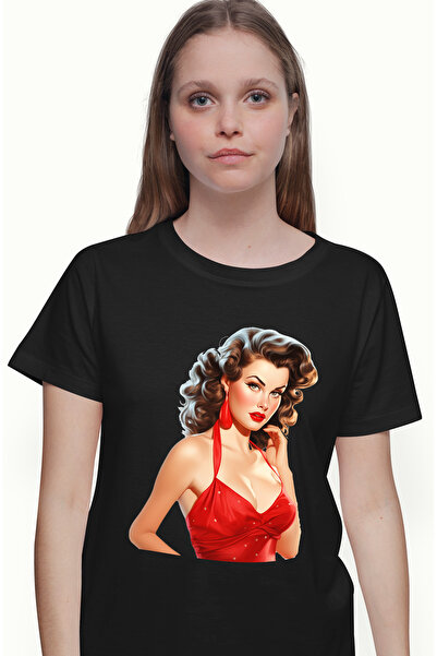 StoryGift Romania Tricou Femei Cu O Femeie Frumoasa Cu Par Saten, Ilustratie,...