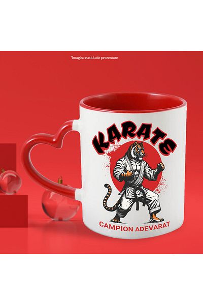 StoryGift Romania Mug With Tiger In Martial Arts Costume Karate Contact Fighting Motivational Like, With Heart Handle
