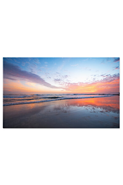 StoryGift Romania Tablou Canvas 120 X 80cm Apus Pe Plaja In Sunaet Apus, Plaja, Mare, Siluete, Natura 120x80cm Stg