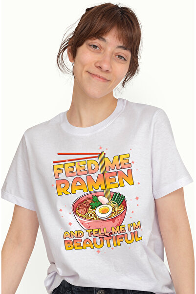 StoryGift Romania Tricou Femei Cu Ramen Cu Mesajul "feed Me Ramen And Tell Me...