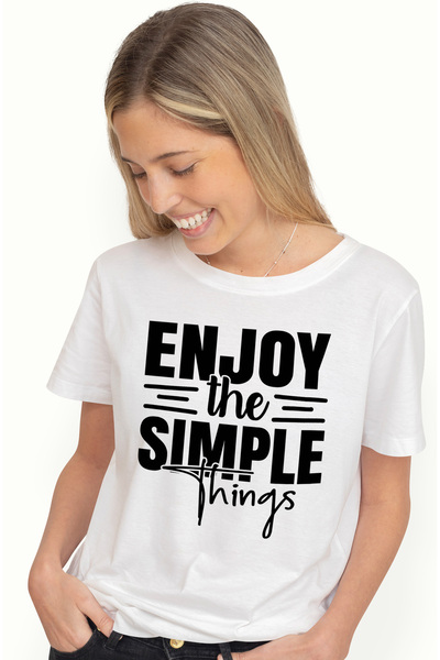 StoryGift Romania Tricou Femei Cu Un Text Motivational In Limba Engleza "enjoy The Simple Things" Wht_l
