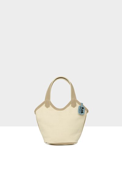 Bagmori Cream Women's Leather Garnished Canvas Mini Bag M000008617