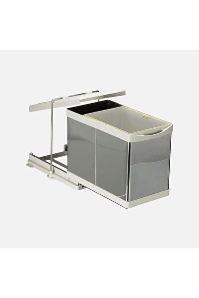 Genel Markalar Raylı Paslanmaz Açık Gri Çöp Kutusu 16+1 Lt