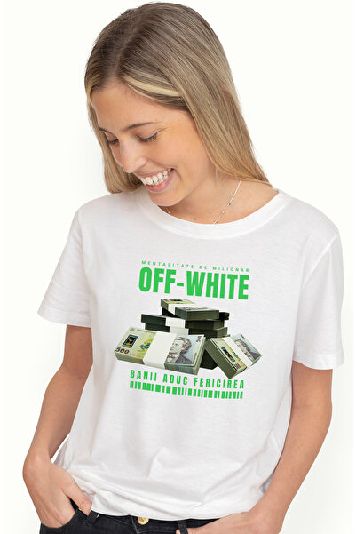StoryGift Romania Tricou Femei Off-white - Banii Aduc Fericirea, Cu Imprimeu ...