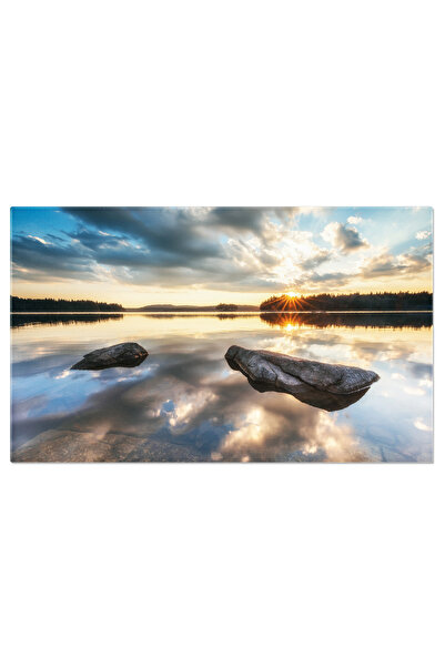 StoryGift Romania Tablou Canvas - Rasarit De Soare Linistit La Barajul Din Bu...