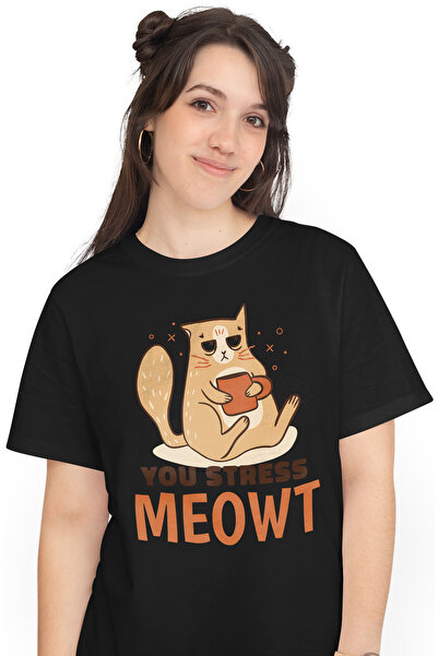 StoryGift Romania Tricou Femei Cu Pisica Suparat Cu Ceasca De Cafea, Mesaj In...