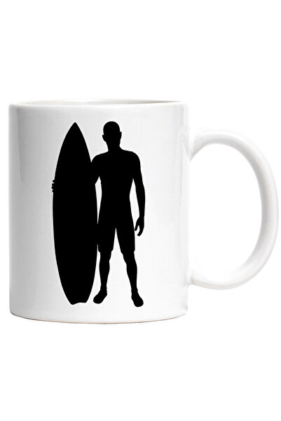 StoryGift Romania Cana Cu Un Om Care Tine O Placa De Surf Cu Maner Alb, Cu Ma...