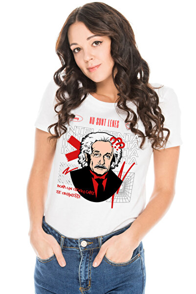 StoryGift Romania Tricou Femei Nu Sunt Lenes Sunt Doar Un Geniu Care Se Odihneste Albert Enstein C Wht_l