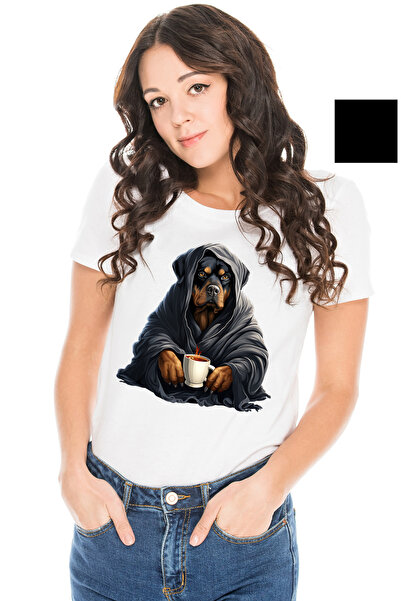 StoryGift Romania Tricou Femei Cu Un Caine Rottweiler Care Are Un Capod Gri, ...