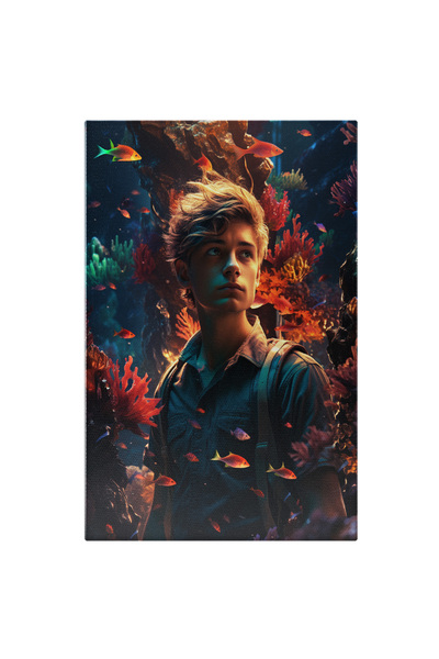 StoryGift Romania Tablou Canvas: Explorator Acvatic Și Pești Colorați- Poză D...