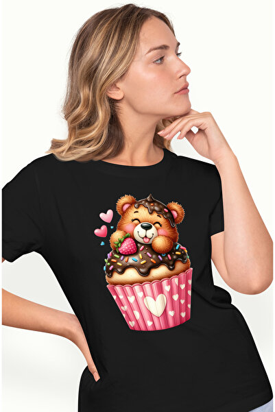 StoryGift Romania Tricou Femei Cu Un Ursulet Care Sta Intr-o Briosa, Ilustrat...