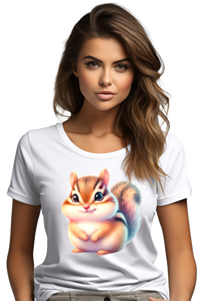 StoryGift Romania Tricou Femei Cu O Veverita Grasuta, Ilustratie, Curioasa, J...