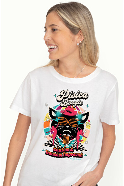 StoryGift Romania Tricou Femei Pisica Boogie Cantam Si Dansam Impreuna Ring D...