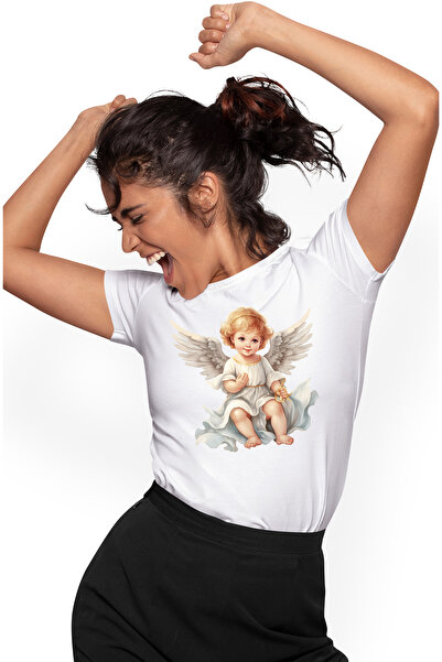 StoryGift Romania Tricou Femei Cu Un Copilas Cu Aripi De Ingeras, Vesel, Bucu...