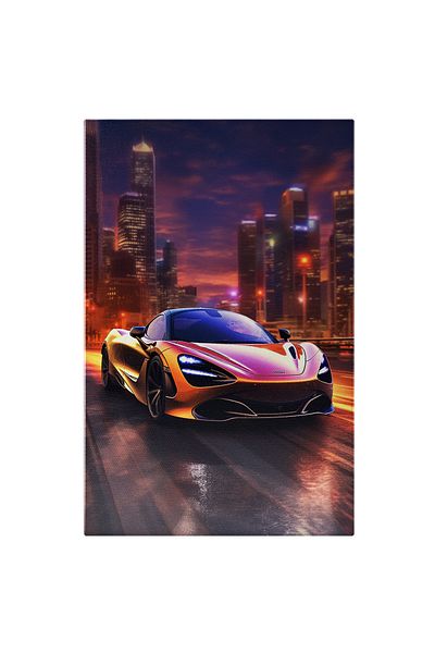 StoryGift Romania Tablou Canvas: Masina De Lux Mclaren - Seara Oras Zgarie-nori Sosea Pictura Digitala