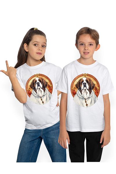 StoryGift Romania Tricou Copii Cu Un Caine In Straie De Epoca, Ilustratie, Abstract, Cerc, Pentru Iubitorii