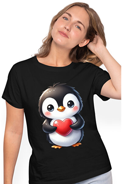 StoryGift Romania Tricou Femei Cu Un Pui De Pinguin Care Tine O Inima In Brat...