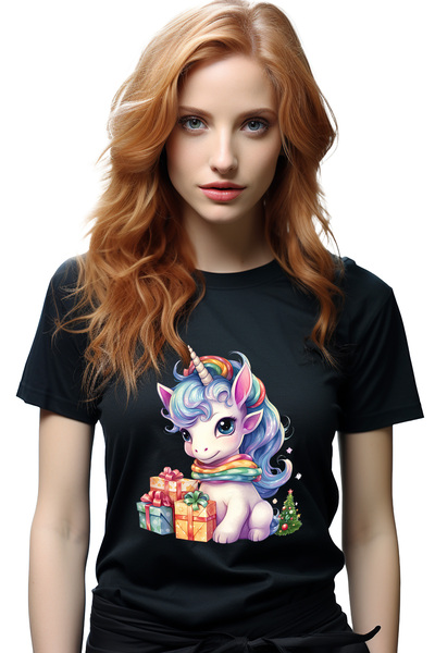 StoryGift Romania Tricou Femei Cu Un Unicorn Vesel, Ri, Brad De Craciun, Bucu...