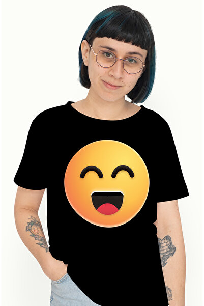 StoryGift Romania Tricou Femei Cu Emoji, Emoticon, Zambet, Multicolor Cu Impr...