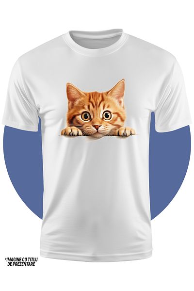 StoryGift Romania Tricou Copii Cu O Pisicuta, Ilustratie, Maro Deschis, Pentru Iubitorii De Feline, Gheare,
