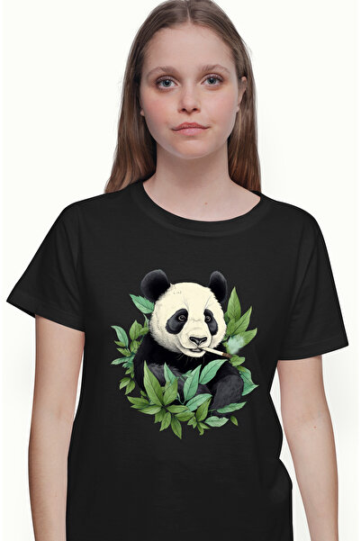 StoryGift Romania Tricou Femei Cu Urs Panda, Frunze, Fum, Tigara, Natura, Ani...
