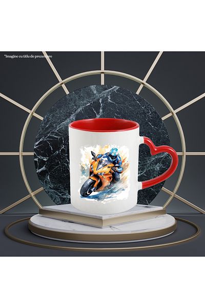 StoryGift Romania Mug With Motorcycle, Sport, Watercolor, Equipment, Multicolor 330 ml, Ceramics, With ,STG