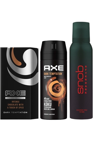Axe Dark Temptation Erkek Parfüm (100 ml) + Deodorant Dark Temptation 150 ml + Snob Afterdark Deodorant