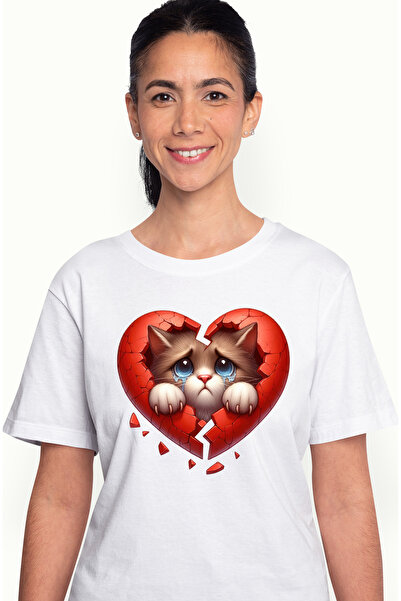 StoryGift Romania Tricou Femei Cu O Pisicuta Trista Care Lacrimeaza, Ilustrat...