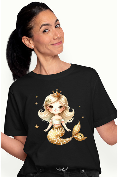 StoryGift Romania Tricou Femei Cu Mica Sirena, Ilustratie, Blonda, Coronita, ...