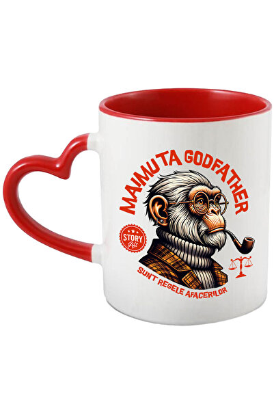 StoryGift Romania Cana Cu Portret Maimuta Cu Trabuc Si Ochelari De Vedere Fas...