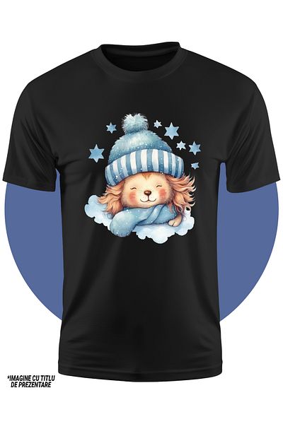 StoryGift Romania Tricou Copii Cu Un Leut Care Doarme, Ilustratie, Caciula, Frig, Stelute, Norisor, Lumea Vi