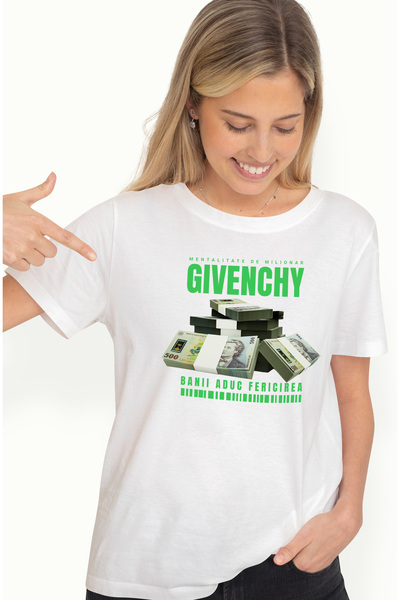 StoryGift Romania Tricou Femei - Banii Aduc Fericirea, Cu Imprimeu Pe Fata, 1...