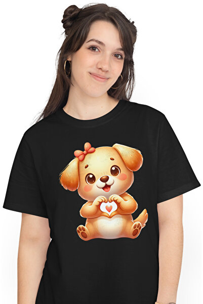 StoryGift Romania Tricou Femei Cu Un Catelus Vesel Care Tine Degetele In Form...