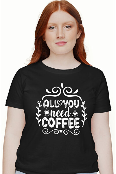 StoryGift Romania Tricou Femei Pentru Iubitorii De Cafea Cu Textul "all You Need: Coffee" - Nevoie Blk_s