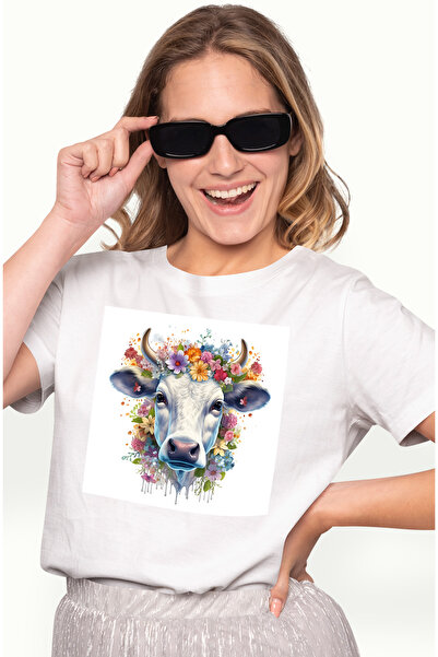 StoryGift Romania Women's T-shirt with a cow's head surrounded by different c...