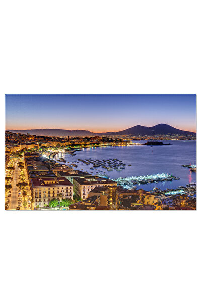 StoryGift Romania Tablou Canvas Vedere Asupra Naples Si Muntelui Vesuvius, Pe...