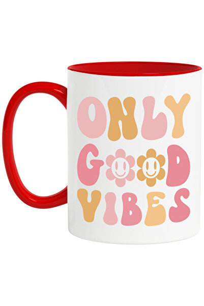 StoryGift Romania Cana Cu Floricele Si Mesajul In Engleza "only Good Vibes" C...